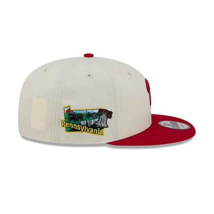 Pictured is this MLB Localized Philadelphia Phillies 9FIFTY Snapback cap in white. 5
