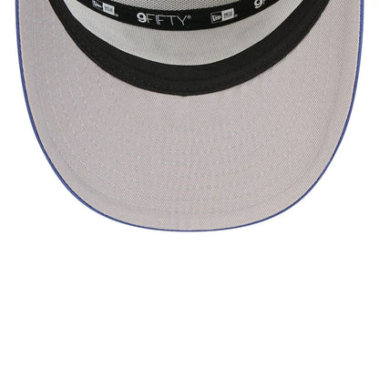 Pictured is this MLB Blocked Brooklyn Dodgers 9FIFTY Split Panel Snapback cap in dark blue. 2