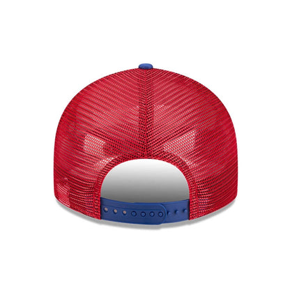 Pictured is this MLB Blocked Atlanta Braves 9FIFTY Split Panel Snapback cap in blue. 7