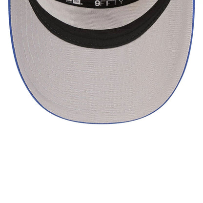 Pictured is this MLB Blocked Atlanta Braves 9FIFTY Split Panel Snapback cap in blue. 2