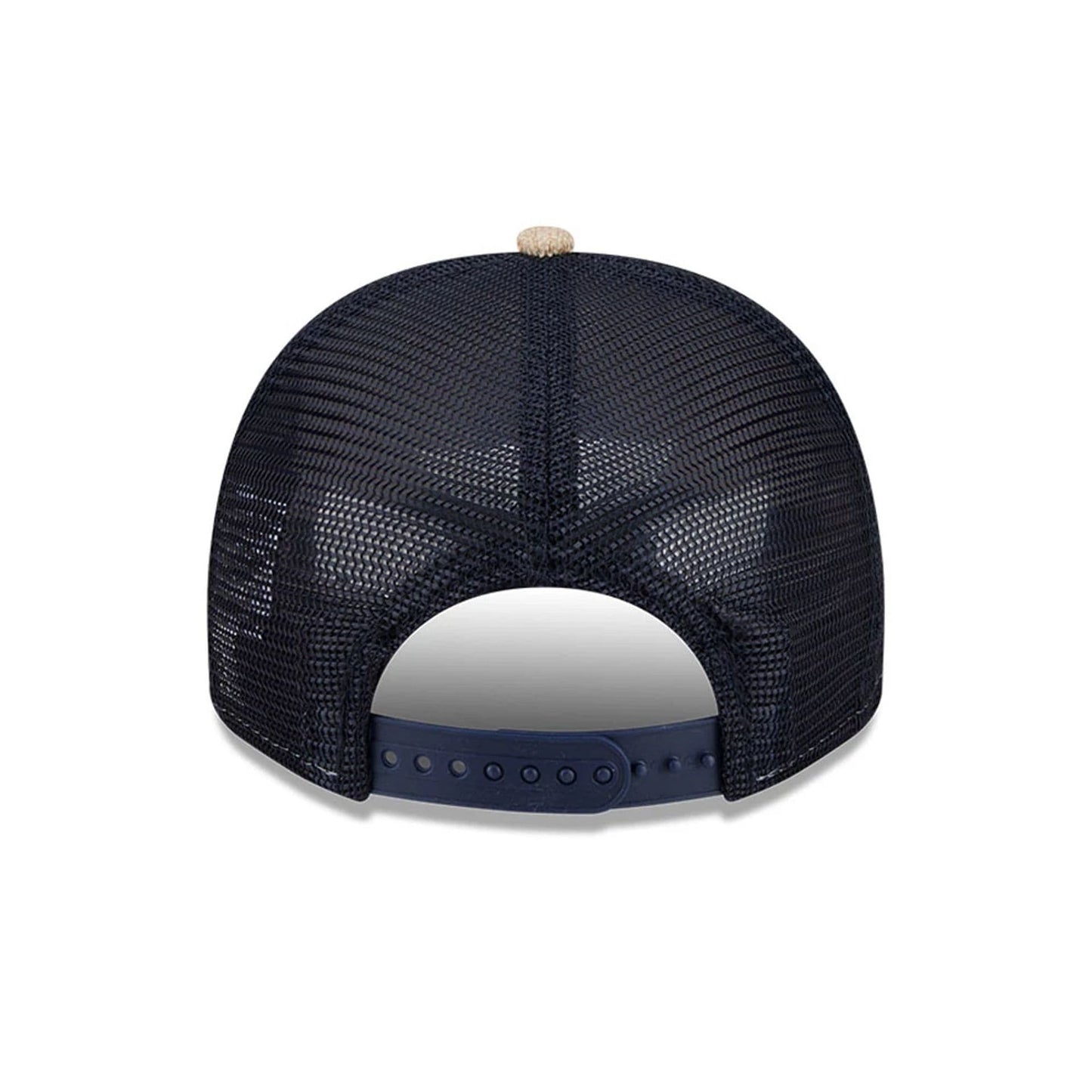 Pictured is this MLB Beaded Atlanta Braves 9FIFTY A-Frame Trucker cap in beige. 7