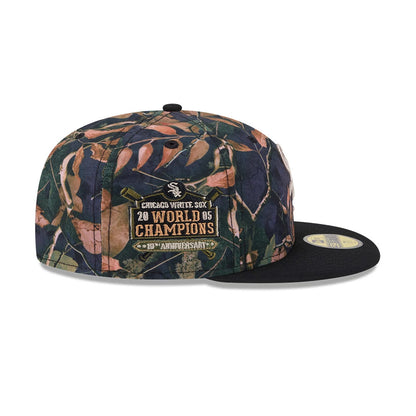 Pictured is this MLB Leaves Chicago White Sox 59FIFTY Fitted cap in black. 5