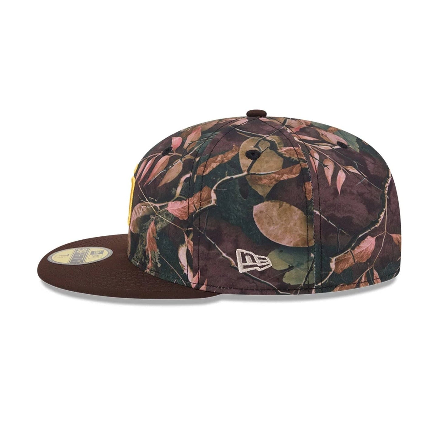 Pictured is this MLB Leaves San Diego Padres 59FIFTY Fitted cap in dark brown. 5