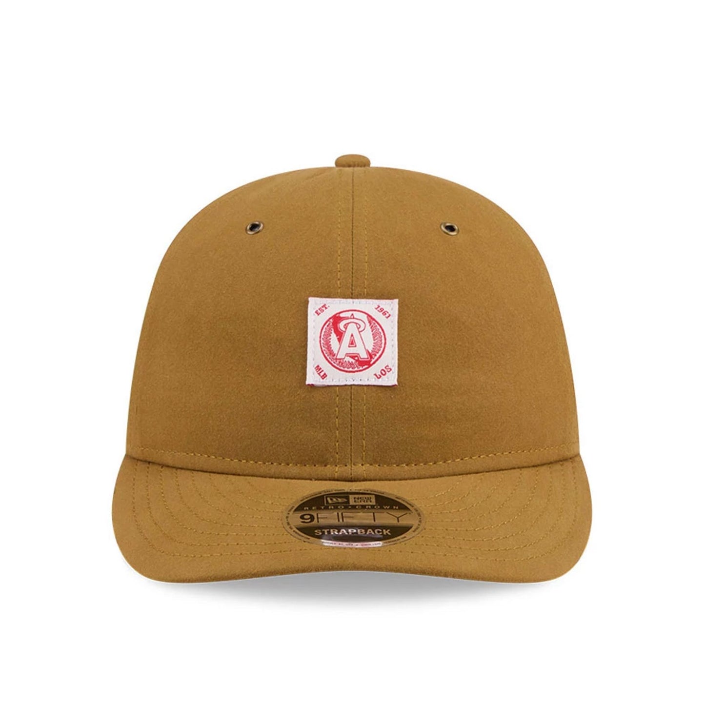 Pictured is this MLB Brushed LA Angels Retro Crown 9FIFTY cap in dark beige. 3