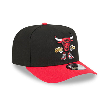 Pictured is this NBA Cartoon Chicago Bulls 9FIFTY A-Frame Snapback cap in black. 4