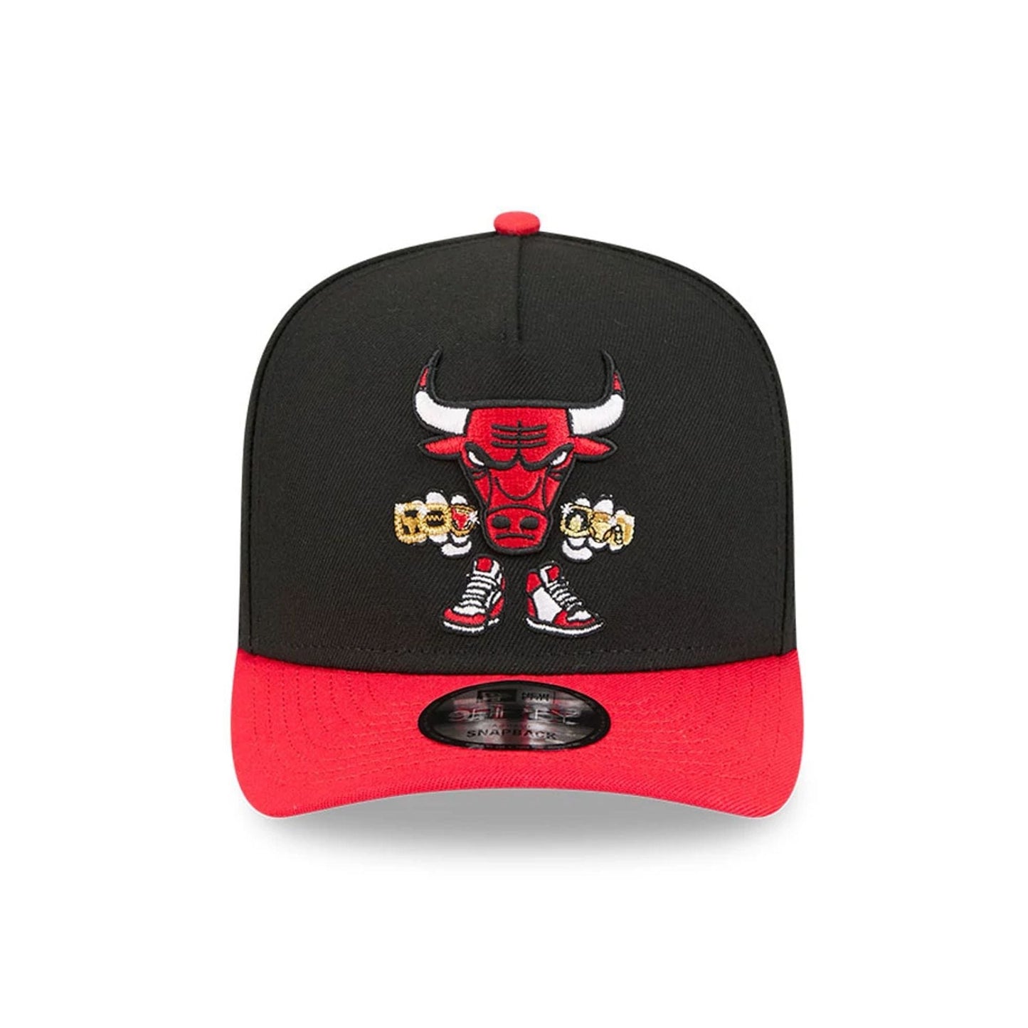 Pictured is this NBA Cartoon Chicago Bulls 9FIFTY A-Frame Snapback cap in black. 3