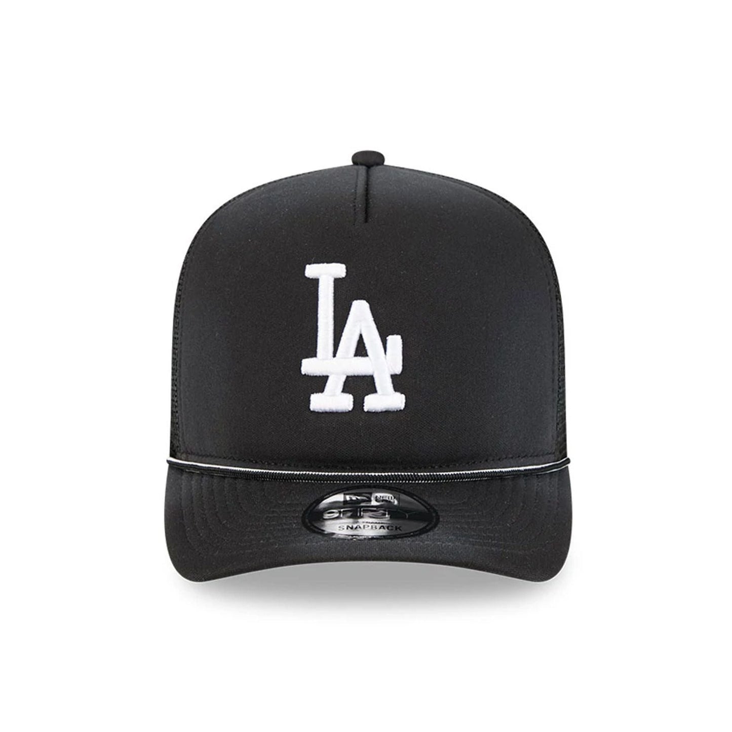 Pictured is this MLB Washed LA Dodgers 9FIFTY A-Frame Trucker cap in black. 3