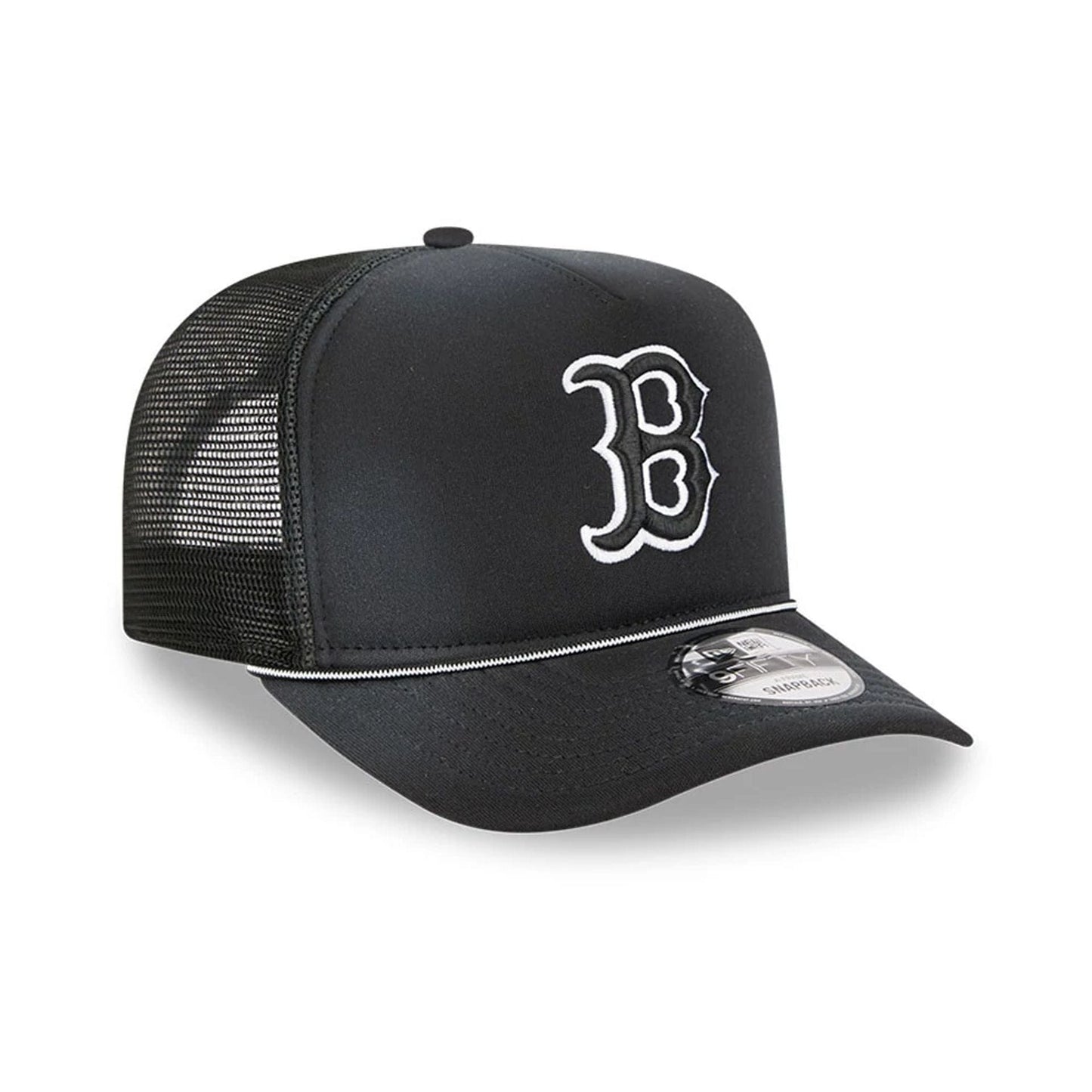Pictured is this MLB Washed Boston Red Sox 9FIFTY A-Frame Trucker cap in black. 4