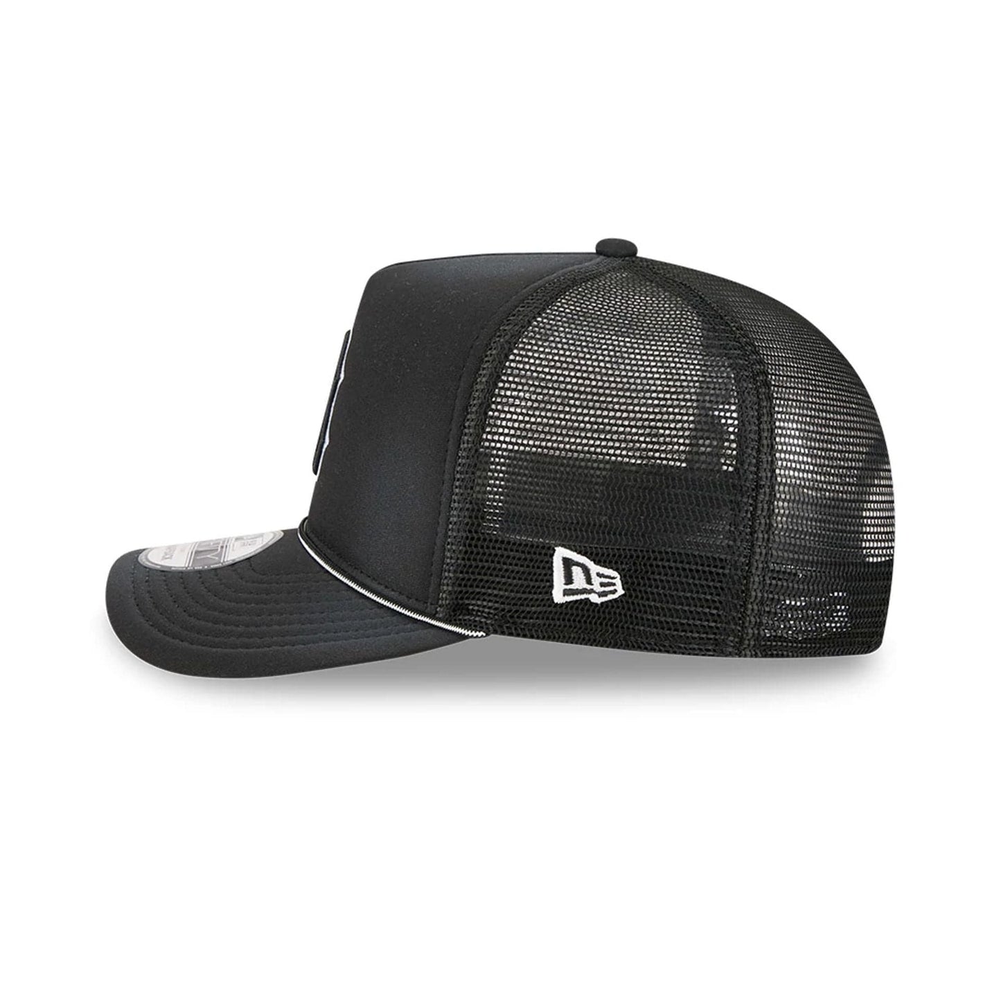 Pictured is this MLB Washed Boston Red Sox 9FIFTY A-Frame Trucker cap in black. 5
