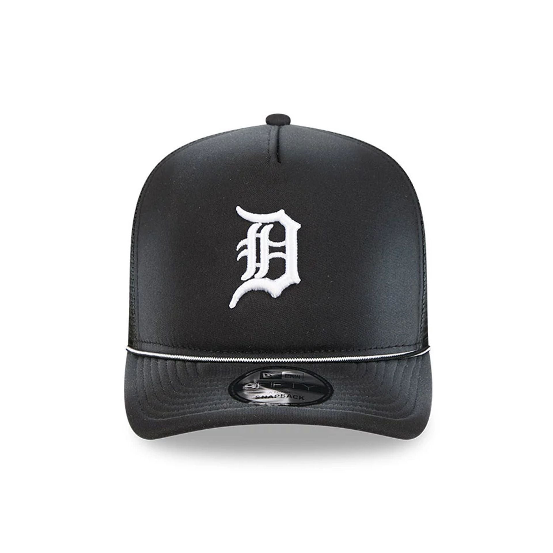 Pictured is this MLB Washed Detroit Tigers 9FIFTY A-Frame Trucker cap in black. 3