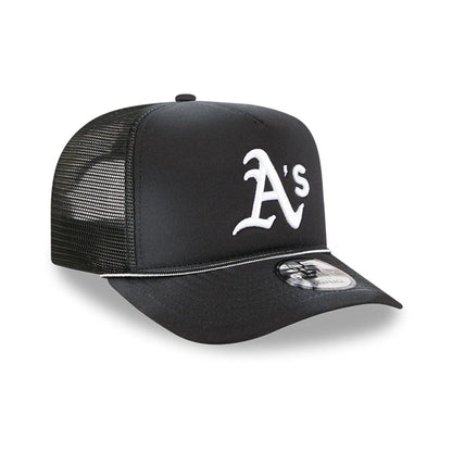 Pictured is this MLB Washed Athletics 9FIFTY A-Frame Trucker cap in black. 4