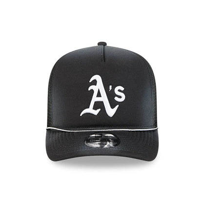 Pictured is this MLB Washed Athletics 9FIFTY A-Frame Trucker cap in black. 3