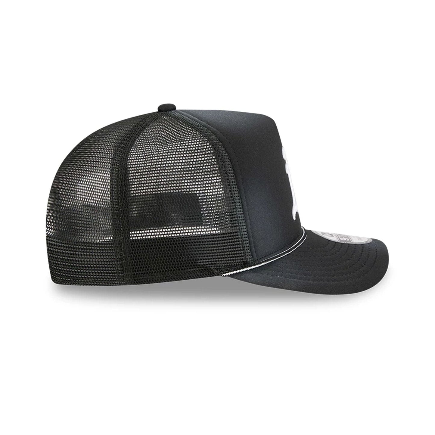 Pictured is this MLB Washed Athletics 9FIFTY A-Frame Trucker cap in black. 6