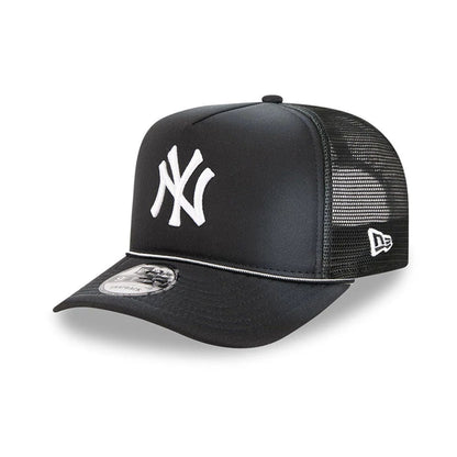 Pictured is this MLB Washed New York Yankees 9FIFTY A-Frame Trucker cap in black. 1