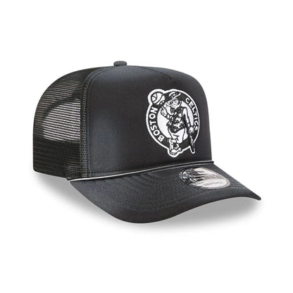 Pictured is this NBA Washed Boston Celtics 9FIFTY A-Frame Trucker cap in black. 4