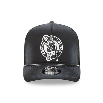 Pictured is this NBA Washed Boston Celtics 9FIFTY A-Frame Trucker cap in black. 3