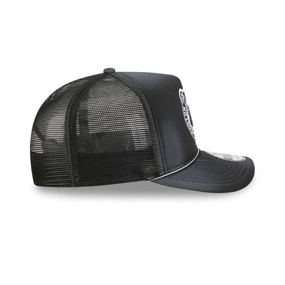Pictured is this NBA Washed Boston Celtics 9FIFTY A-Frame Trucker cap in black. 6