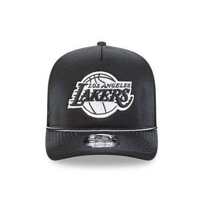 Pictured is this NBA Washed LA Lakers 9FIFTY A-Frame Trucker cap in black. 3