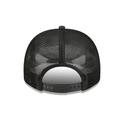 Pictured is this NBA Washed LA Lakers 9FIFTY A-Frame Trucker cap in black. 7