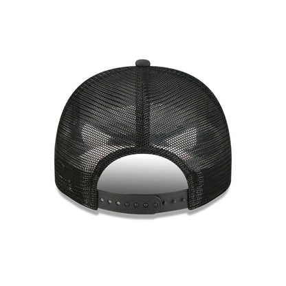 Pictured is this NBA Washed LA Lakers 9FIFTY A-Frame Trucker cap in black. 7