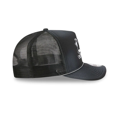 Pictured is this NHL Washed Anaheim Ducks 9FIFTY A-Frame Trucker cap in black. 6