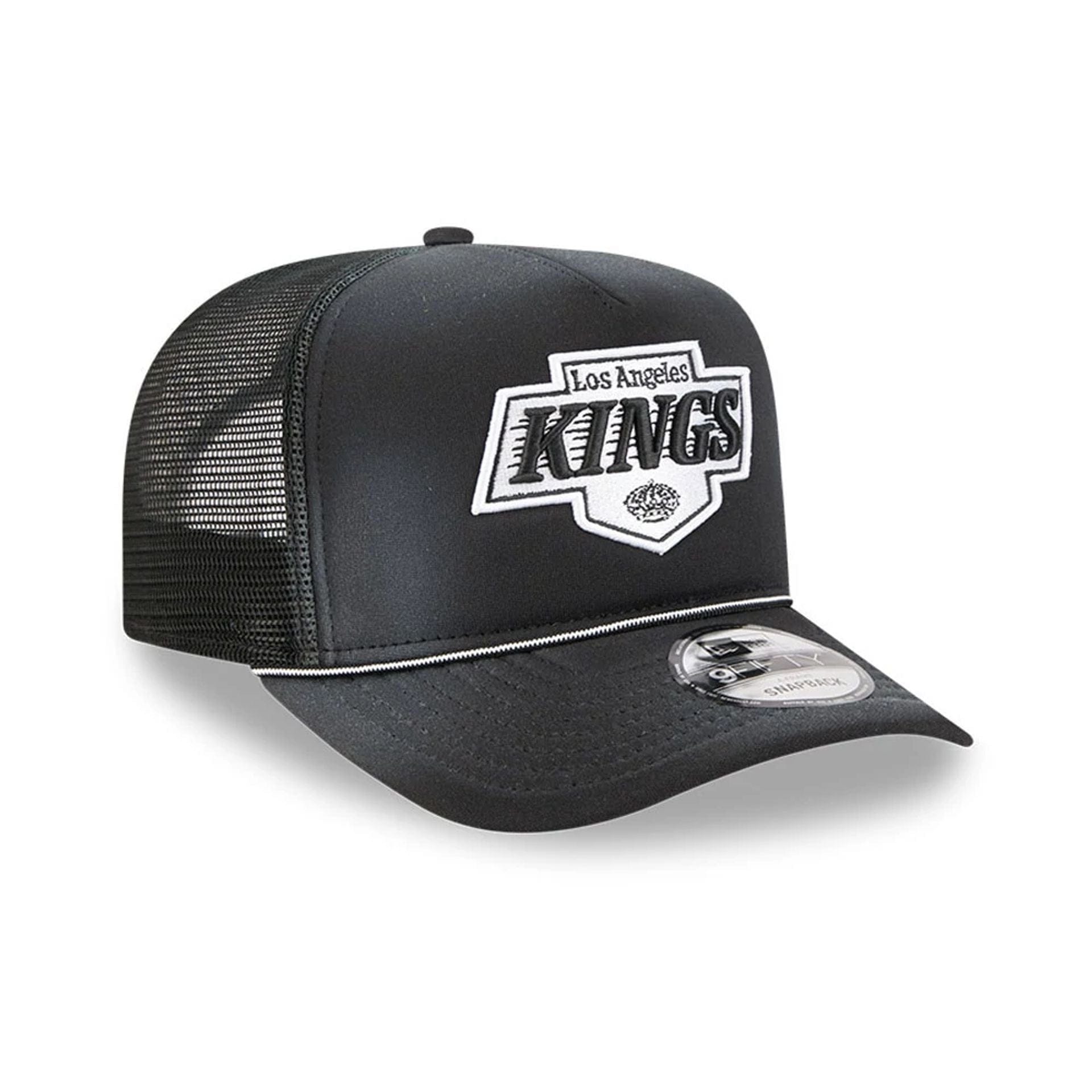 Pictured is this NHL Washed LA Kings 9FIFTY A-Frame Trucker cap in black. 4