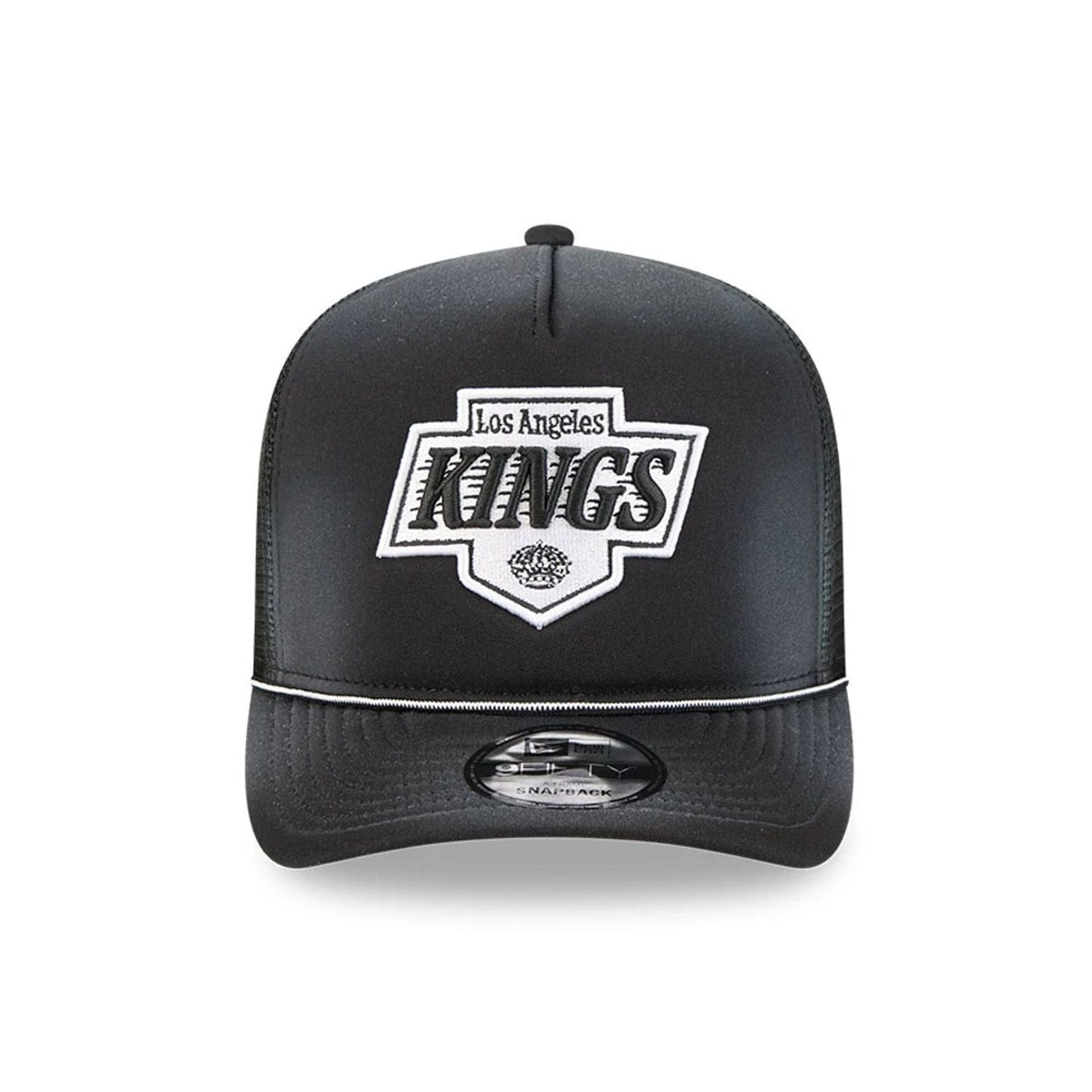 Pictured is this NHL Washed LA Kings 9FIFTY A-Frame Trucker cap in black. 3
