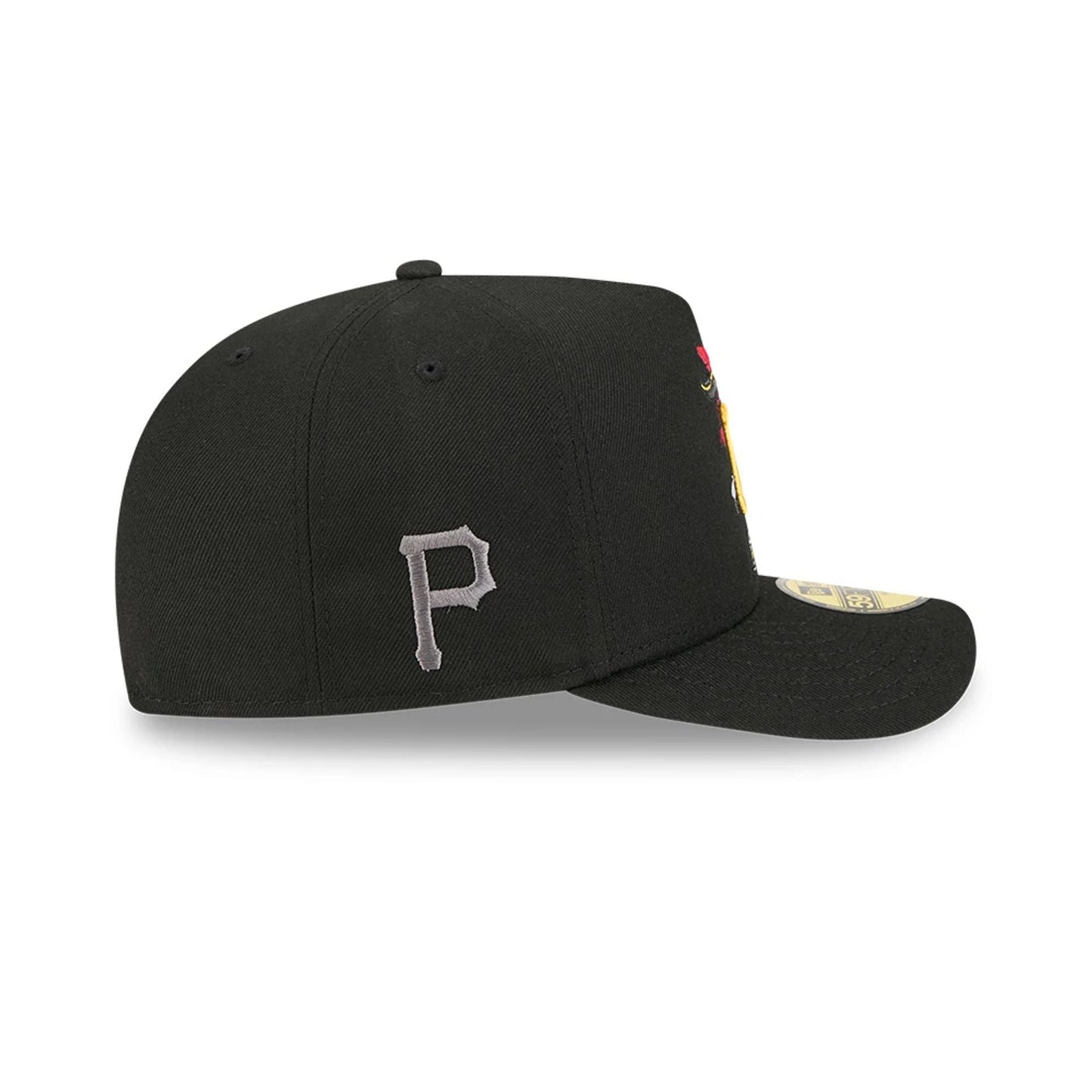 Pictured is this MLB Cartoon Pittsburgh Pirates 59FIFTY A-Frame Fitted cap in black. 5