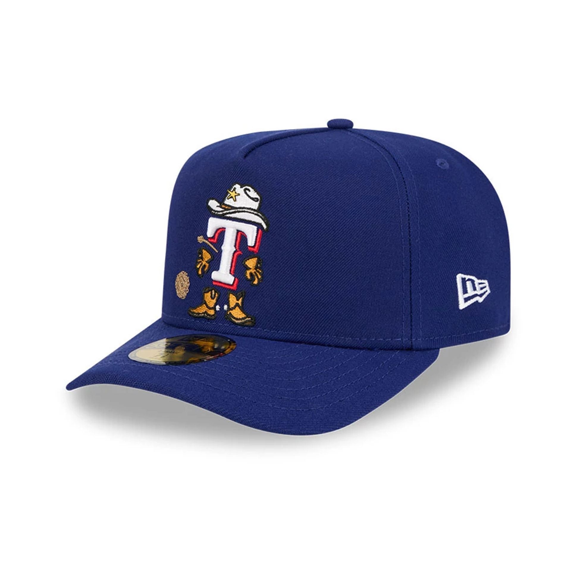 Pictured is this MLB Cartoon Texas Rangers 59FIFTY A-Frame Fitted cap in Navy. 4