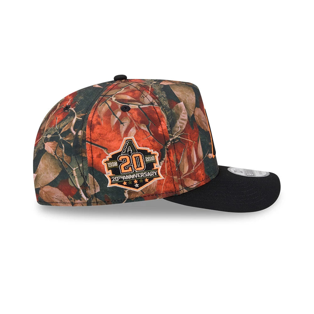 Pictured is this MLB Leaves Arizona Diamondbacks 9FIFTY A-Frame Snapback cap in bright orange. 5