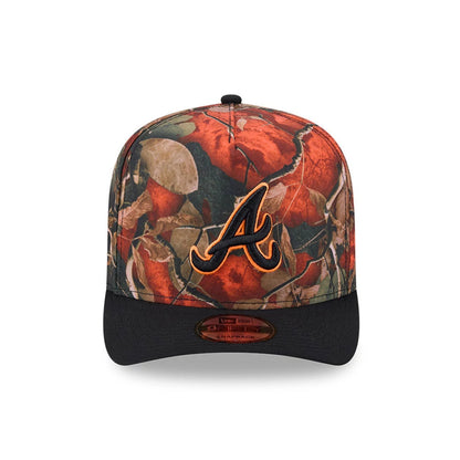 Pictured is this MLB Leaves Atlanta Braves 9FIFTY A-Frame Snapback cap in bright orange. 3