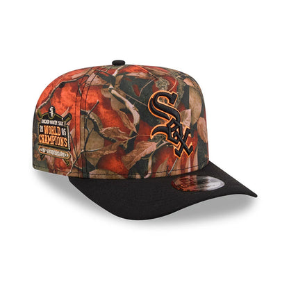 Pictured is this MLB Leaves Chicago White Sox 9FIFTY A-Frame Snapback cap in bright orange. 1