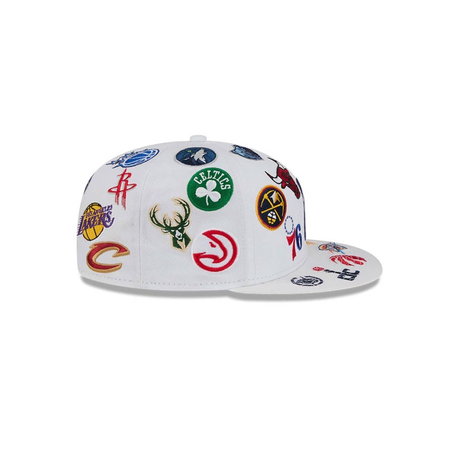 Pictured is this NBA All Over 59FIFTY Fitted cap in white. 6