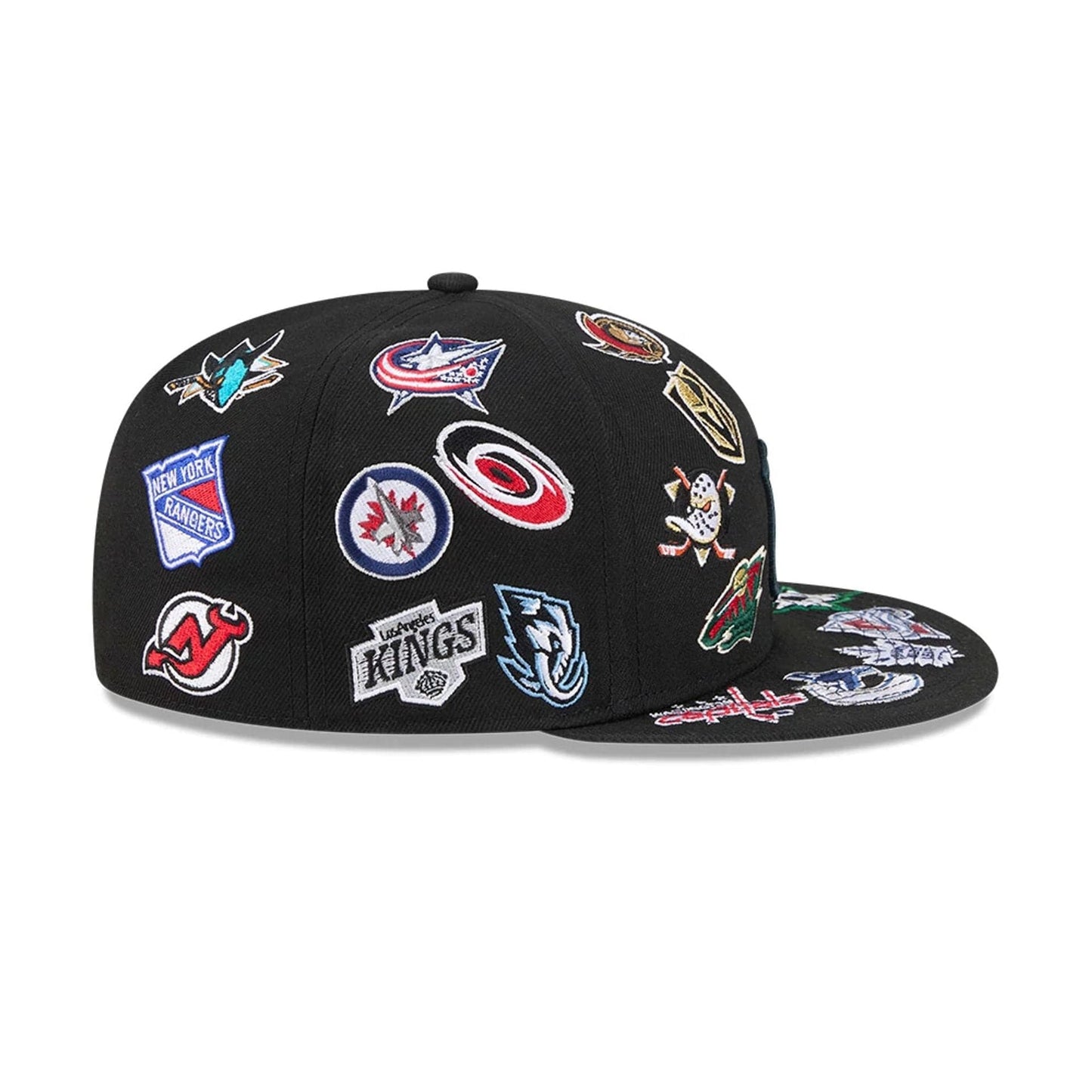 Pictured is this NHL All Over 59FIFTY Fitted cap in black. 6