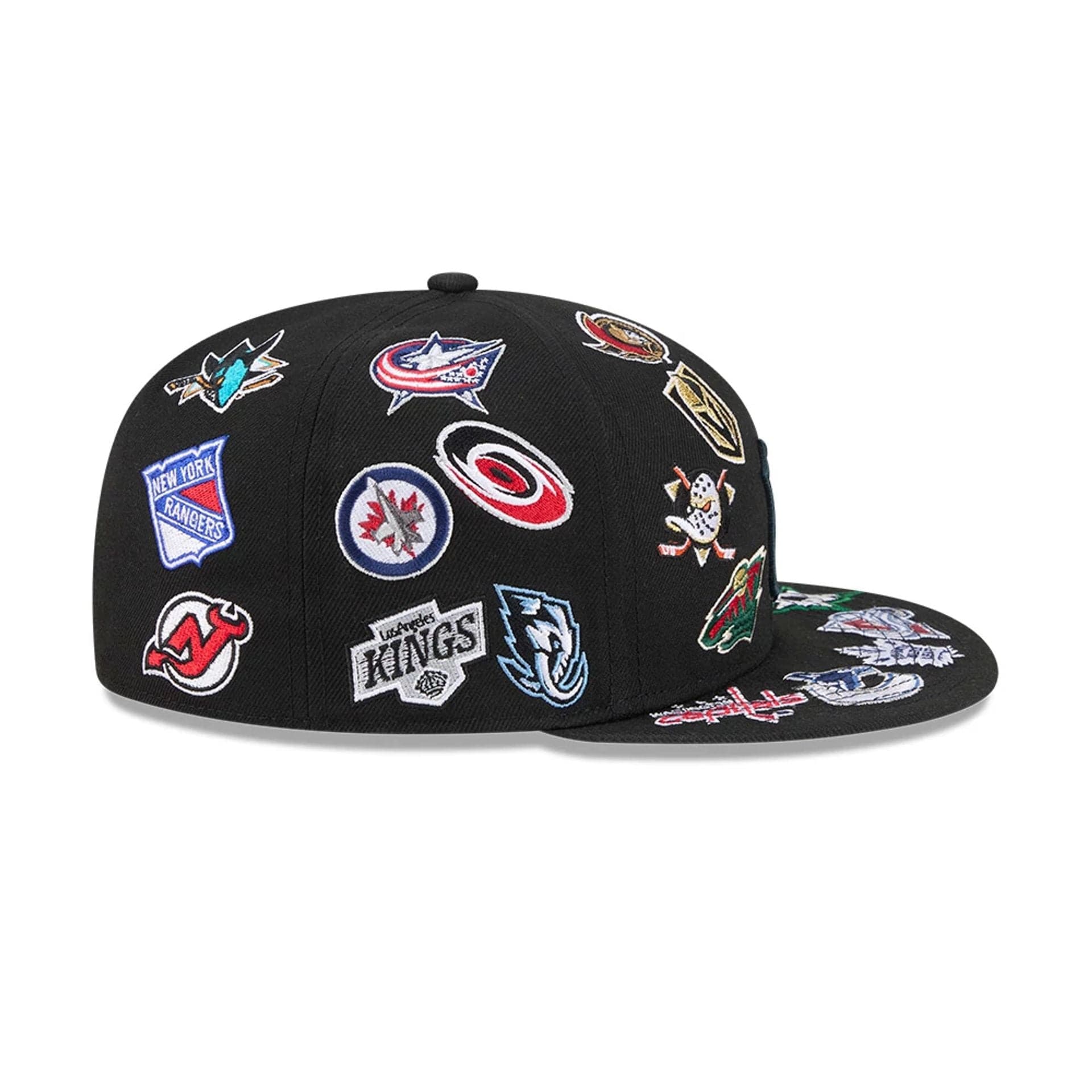 Pictured is this NHL All Over 59FIFTY Fitted cap in black. 6