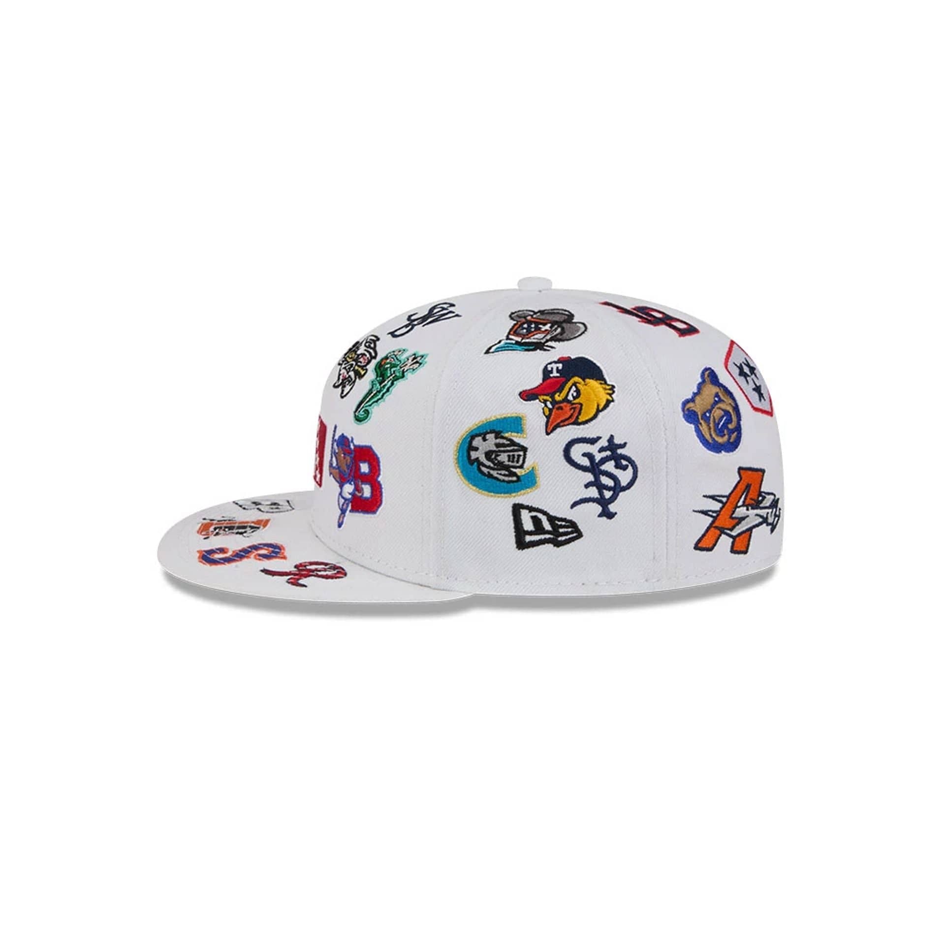 Pictured is this MiLB All Over 59FIFTY Fitted cap in white. 5