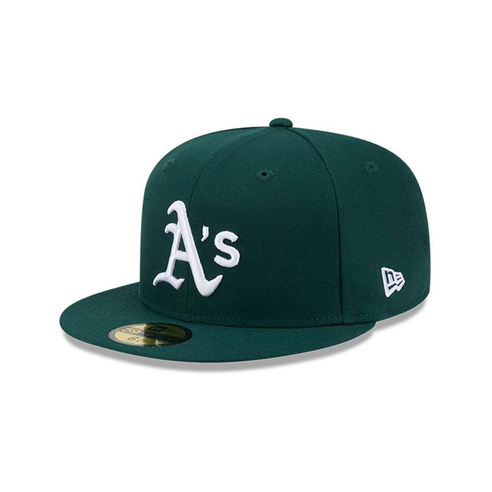 Pictured is this MLB Hidden Hit Athletics 59FIFTY Fitted cap in dark green. 4