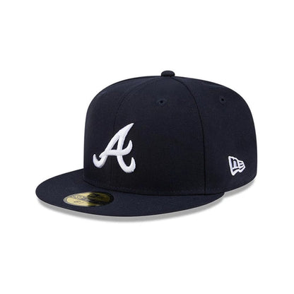 Pictured is this MLB Hidden Hit Atlanta Braves 59FIFTY Fitted cap in navy. 4
