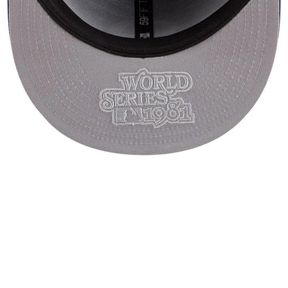 Pictured is this MLB Hidden Hit LA Dodgers Cooperstown 59FIFTY Fitted cap in dark blue. 2