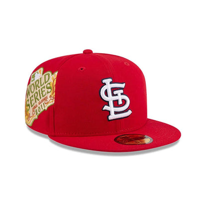 Pictured is this MLB Hidden Hit St. Louis Cardinals 59FIFTY Fitted cap in red. 1