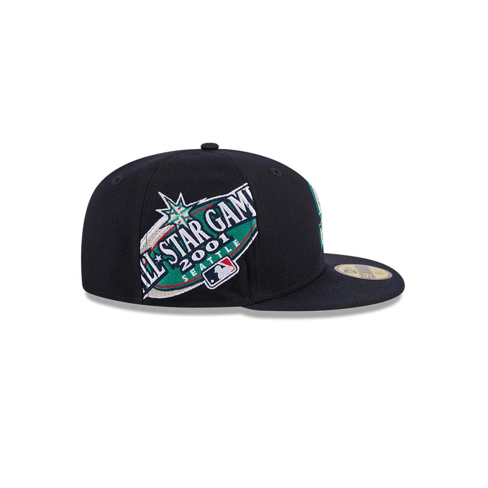 Pictured is this MLB Hidden Hit Seattle Mariners 59FIFTY Fitted cap in navy. 5