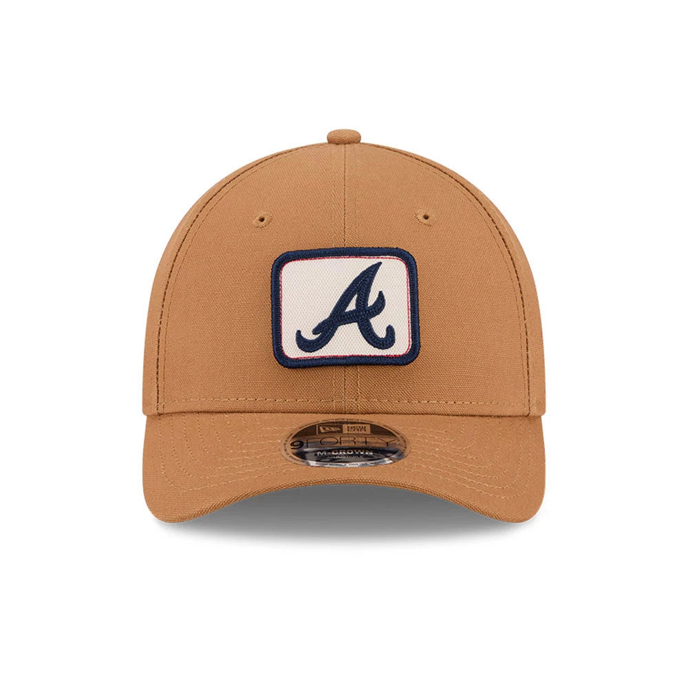 Pictured is this MLB Team Choice Atlanta Braves 9FORTY M-Crown cap in beige. 4