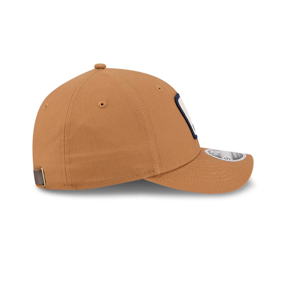 Pictured is this MLB Team Choice Atlanta Braves 9FORTY M-Crown cap in beige. 7