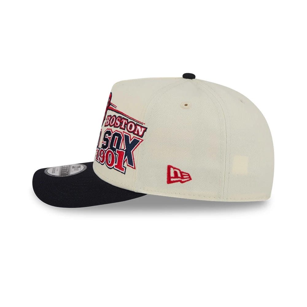 Pictured is this MLB Classic Boston Red Sox 9FIFTY A-Frame Snapback cap in Cream. 5
