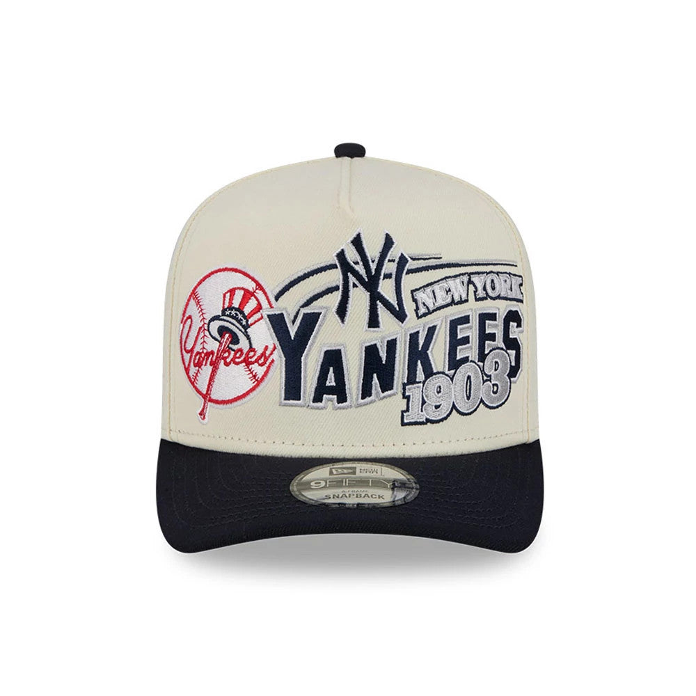 Pictured is this MLB Classic New York Yankees 9FIFTY A-Frame Snapback cap in Cream. 3