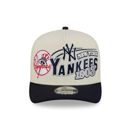 Pictured is this MLB Classic New York Yankees 9FIFTY A-Frame Snapback cap in Cream. 3