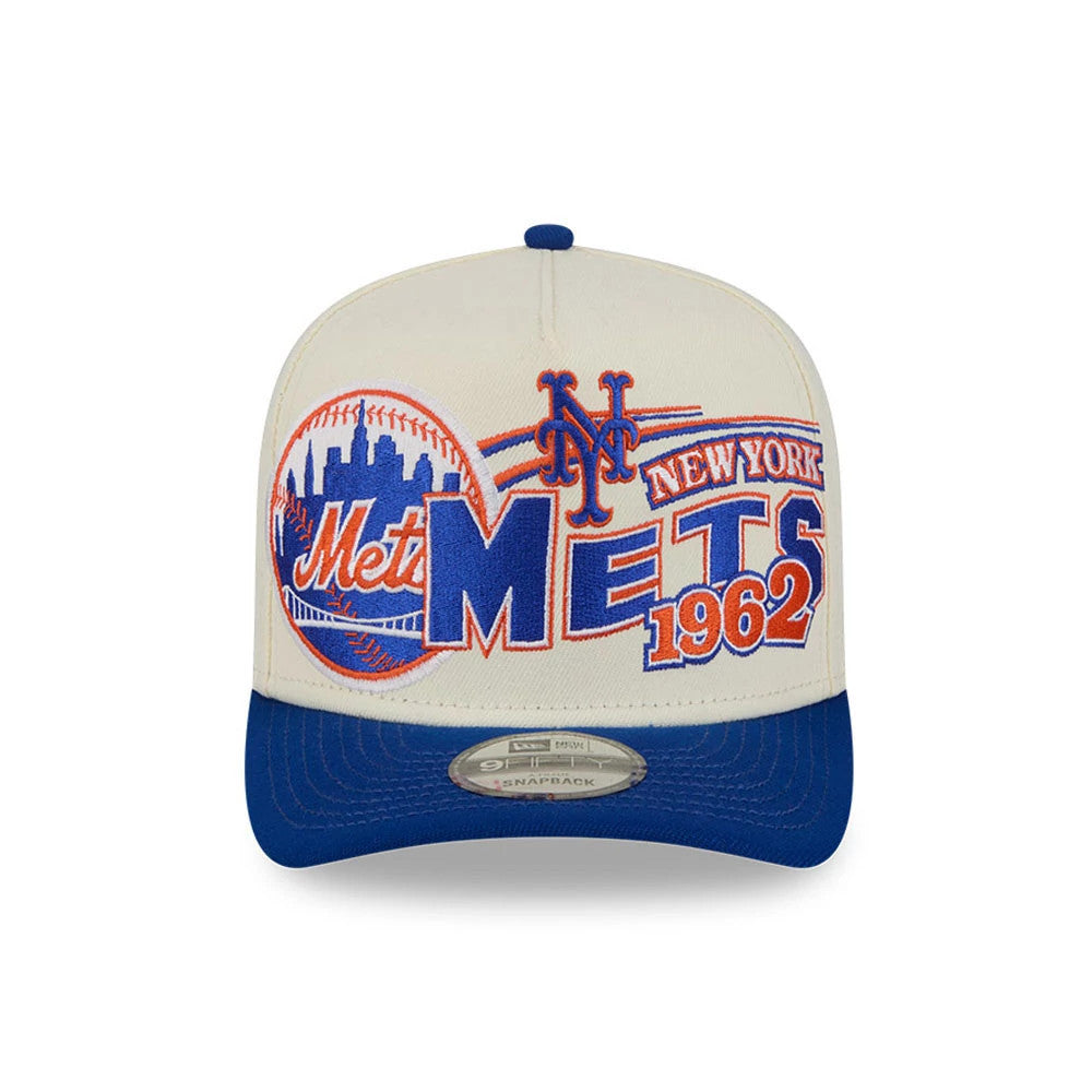Pictured is this MLB Classic New York Mets 9FIFTY A-Frame Snapback cap in Cream . 3