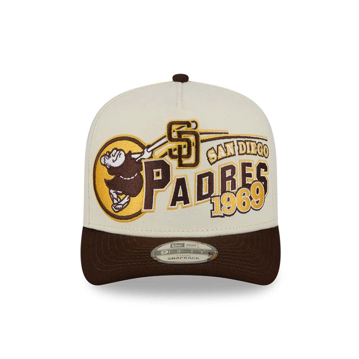 Pictured is this MLB Classic San Diego Padres 9FIFTY A-Frame Snapback cap in White. 3