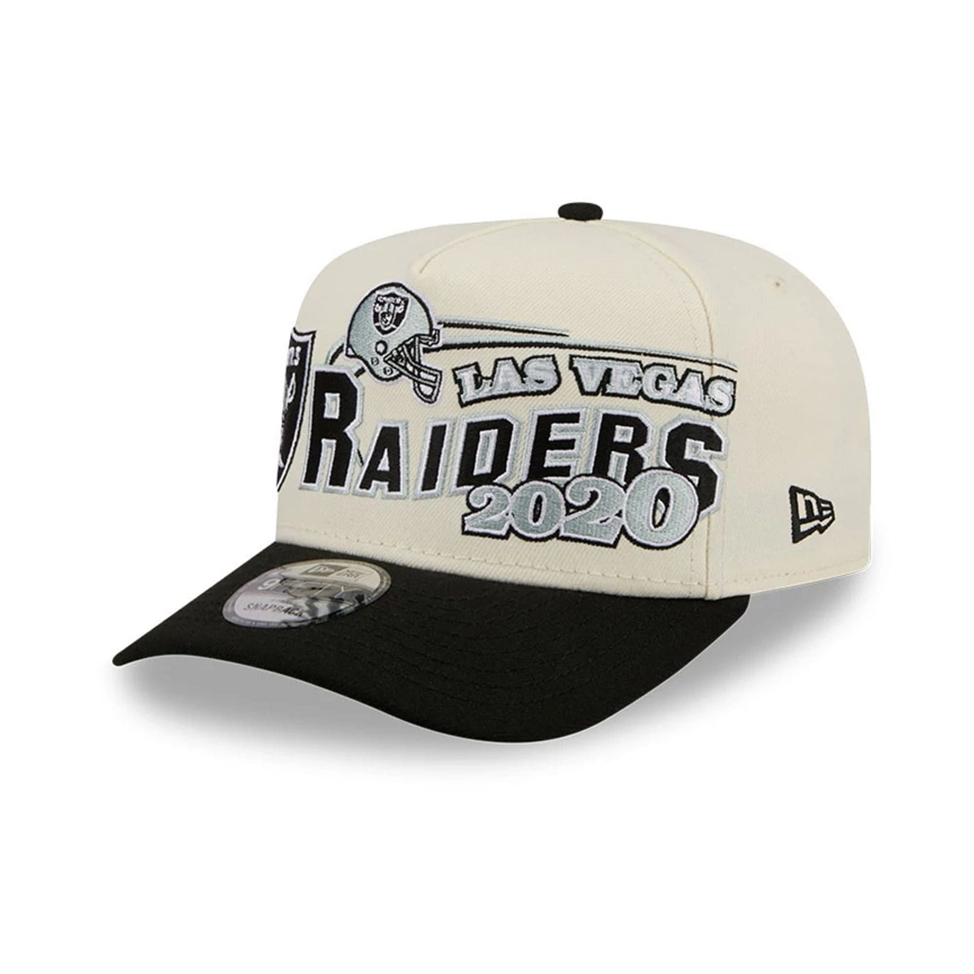 Pictured is this NFL Classic Las Vegas Raiders 9FIFTY A-Frame Snapback cap in White. 1