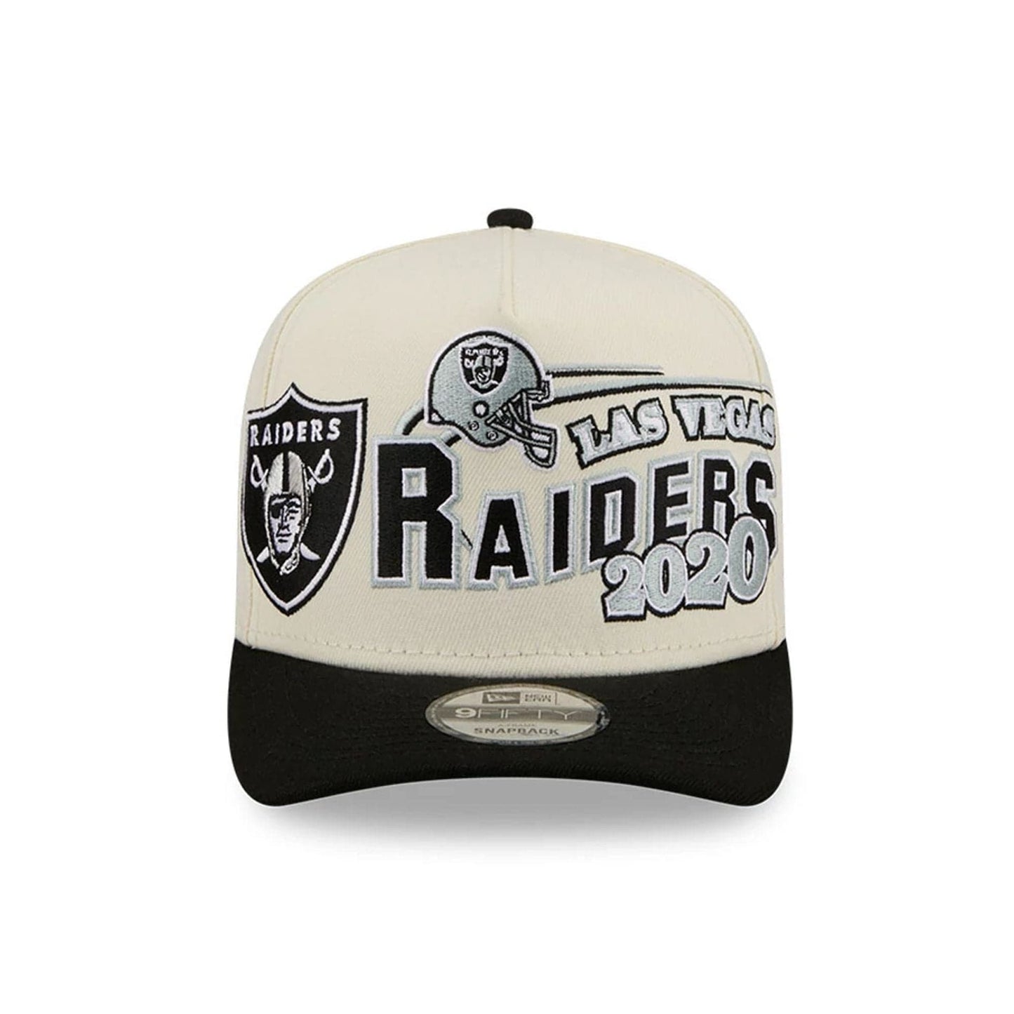 Pictured is this NFL Classic Las Vegas Raiders 9FIFTY A-Frame Snapback cap in White. 3